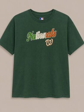 MLB Genuine Washington Nationals Graphic Tee Green Distressed Logo XL